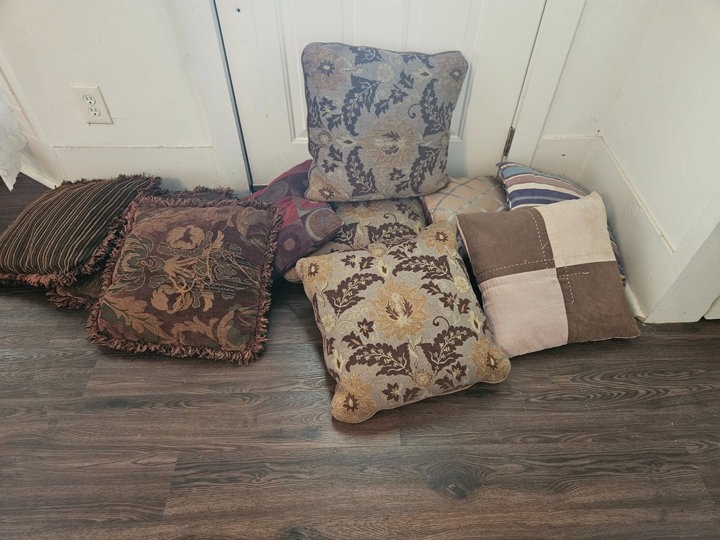 Assorted Decorative Fringed Throw Pillows