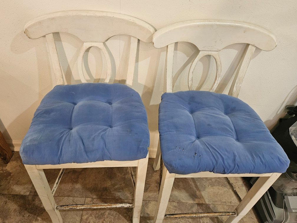 Painted Wooden Barstools With Rush Seats