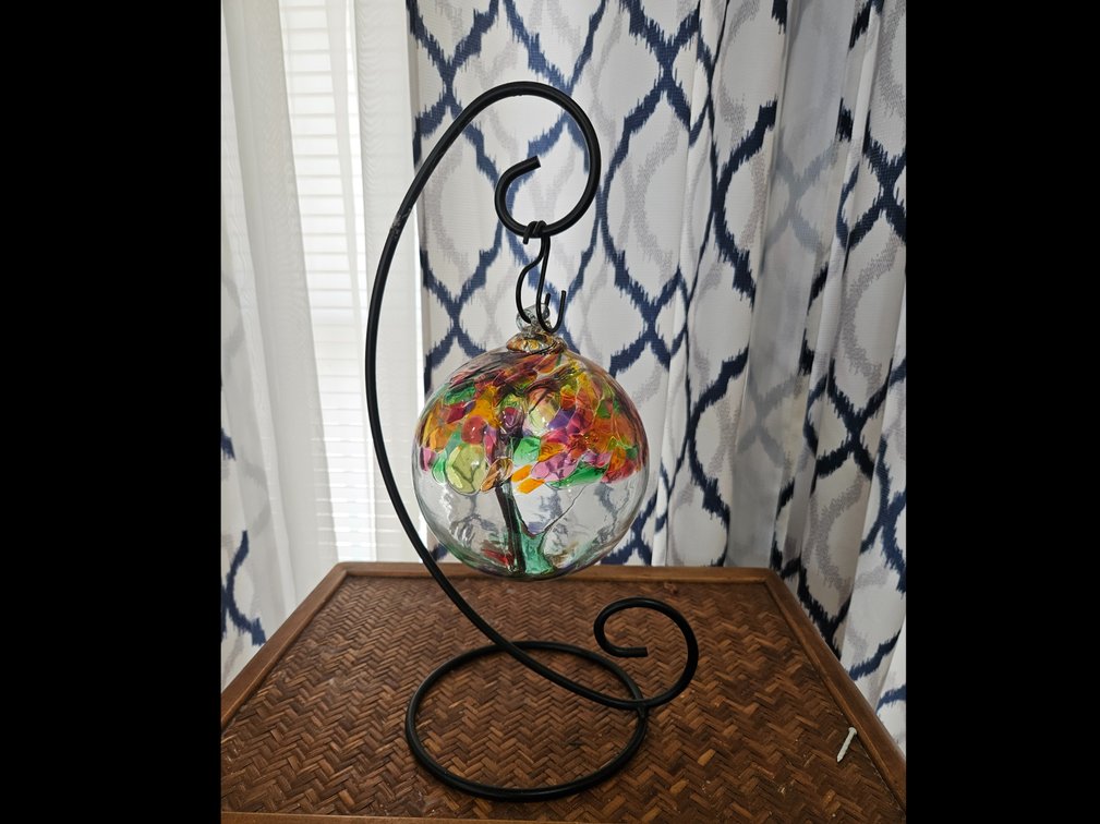 Art Glass Tree Of Life Orb And Display Stand