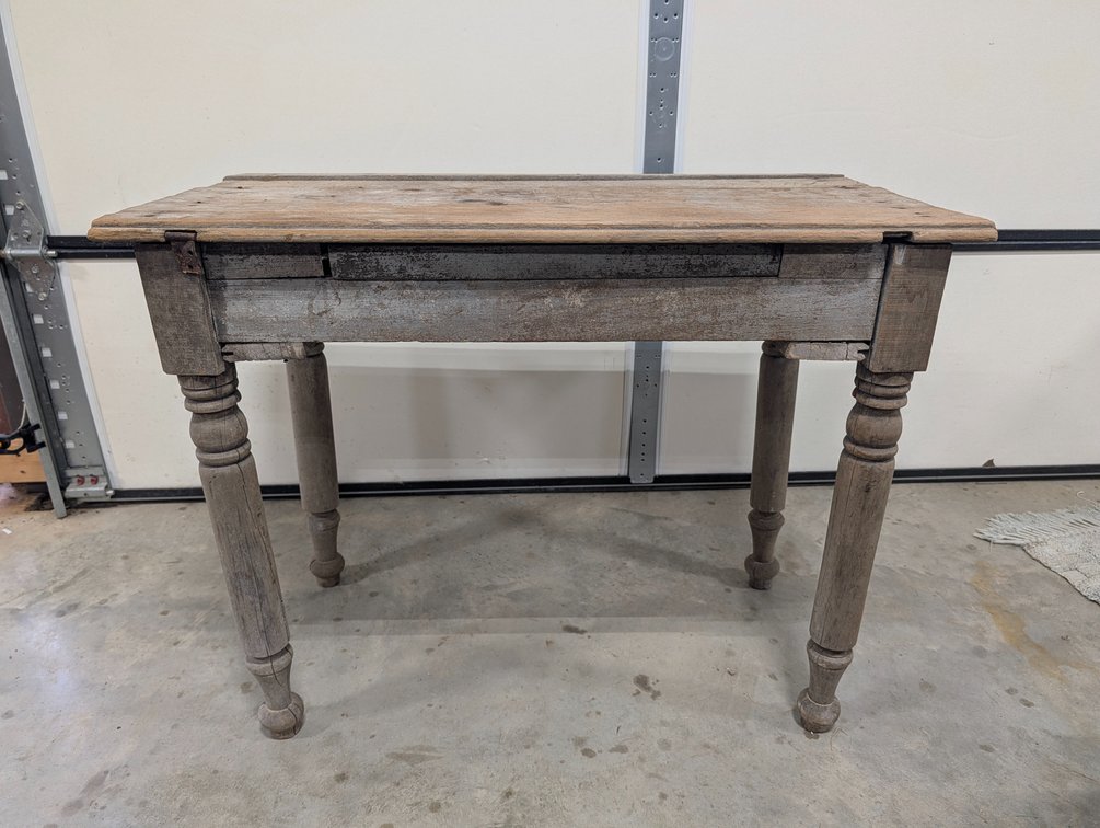 Rustic Wooden Plank Table With Turned Legs