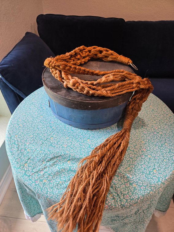 Primitive Wooden Pantry Box And Macrame Plant Hanger