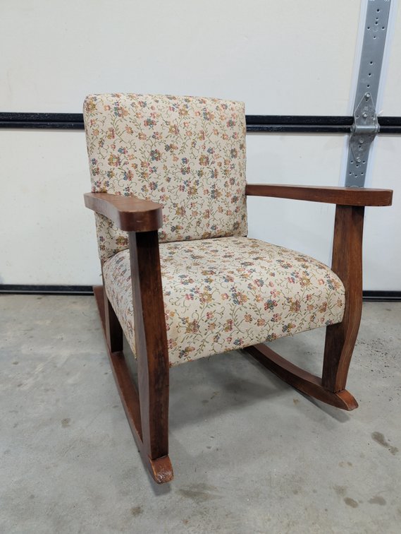 Vintage Floral Upholstered Wooden Rocking Chair