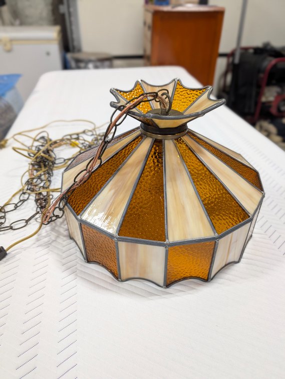 Vintage Slag Glass Swag Lamp
