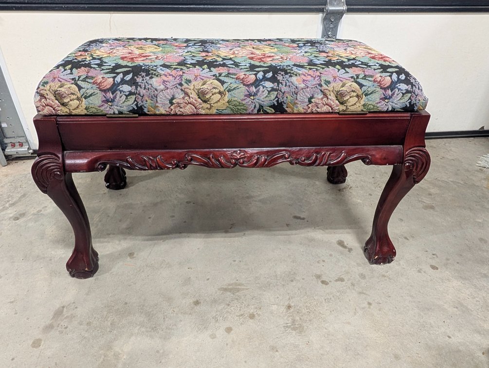 Queen Anne Style Upholstered Storage Bench