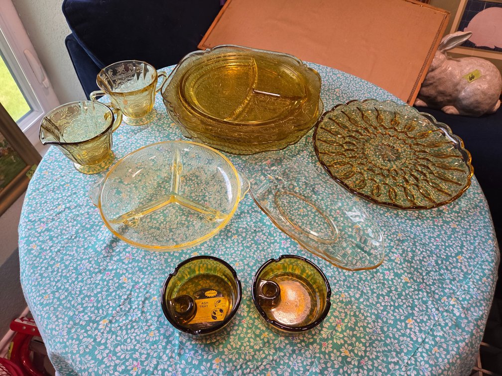 Vintage Amber And Yellow Glassware Lot