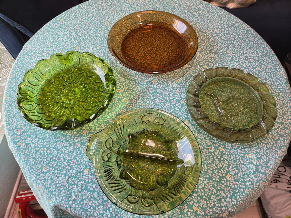 Vintage Colored Pressed Glassware Assortment
