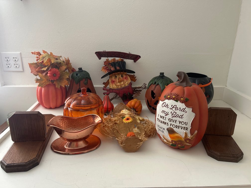 Assorted Autumn Decor And Metalware Collection