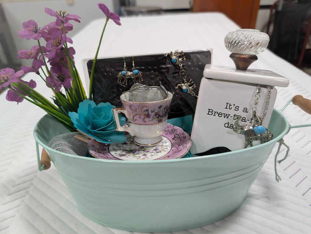 Mixed Tea And Costume Jewelry Gift Basket