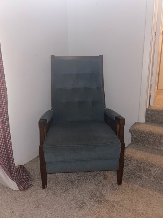 Mid-Century Modern Upholstered Cane Armchair