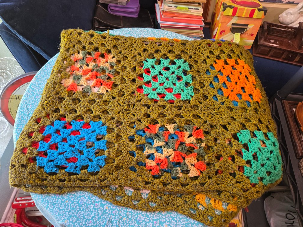 Handmade Crochet Granny Square Afghan Blanket
