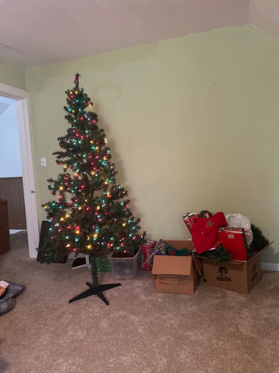 Pre-Lit Artificial Christmas Tree And Mixed Holiday Decor