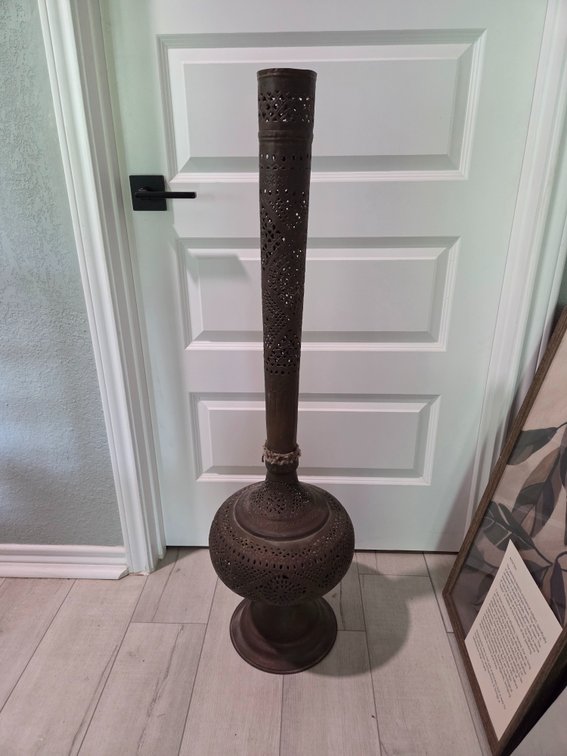 Pierced Metal Moroccan-Style Tall Vessel