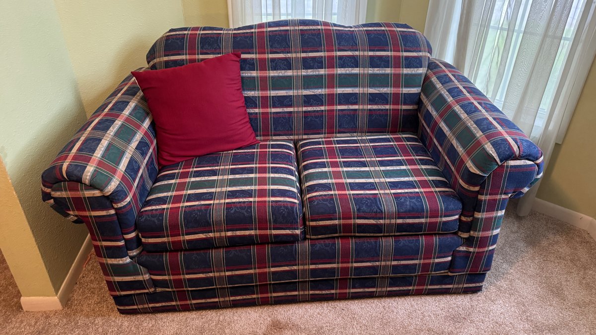 Plaid Upholstered Loveseat