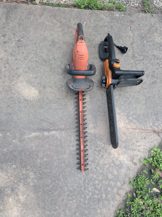 Black+Decker Hedge Trimmer And Worx Chainsaw