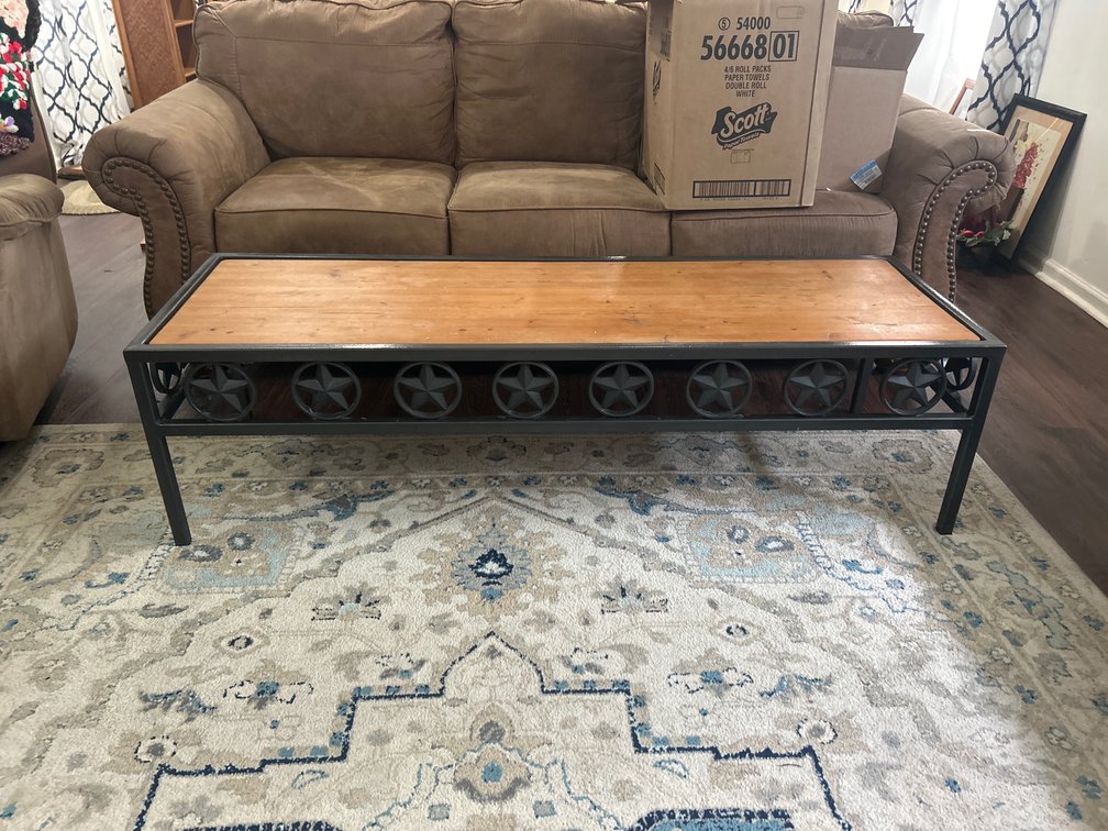 Rustic Wood And Metal Texas Star Coffee Table