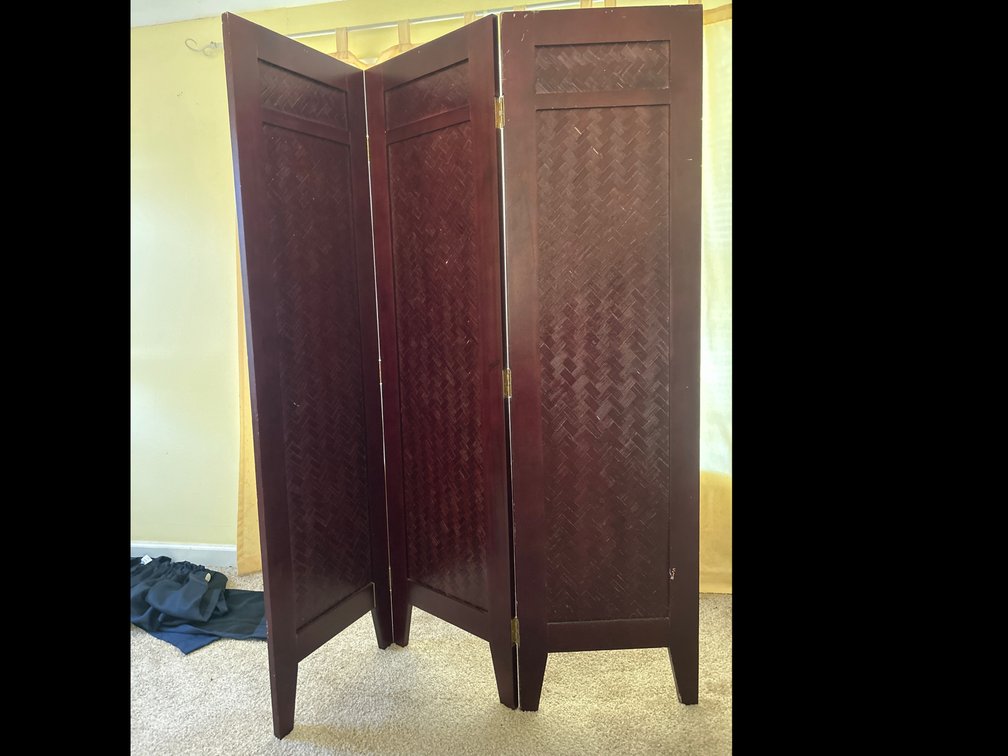 Three-Panel Woven Wood Room Divider