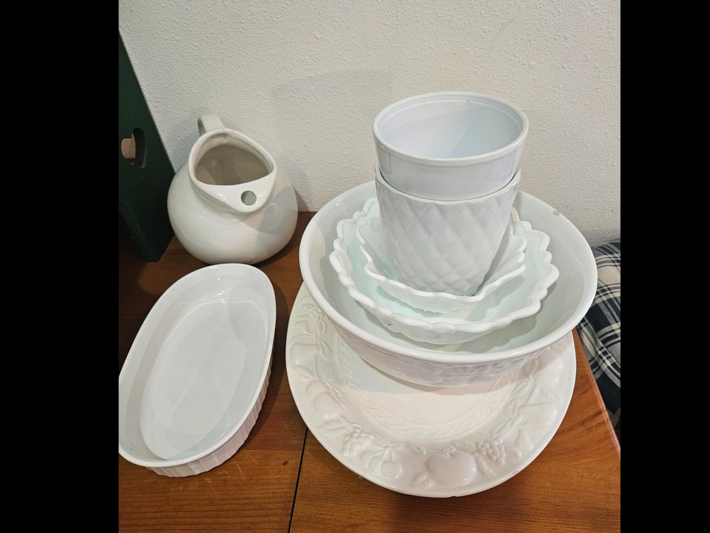 Assorted White Ceramic And Milk Glass Tableware