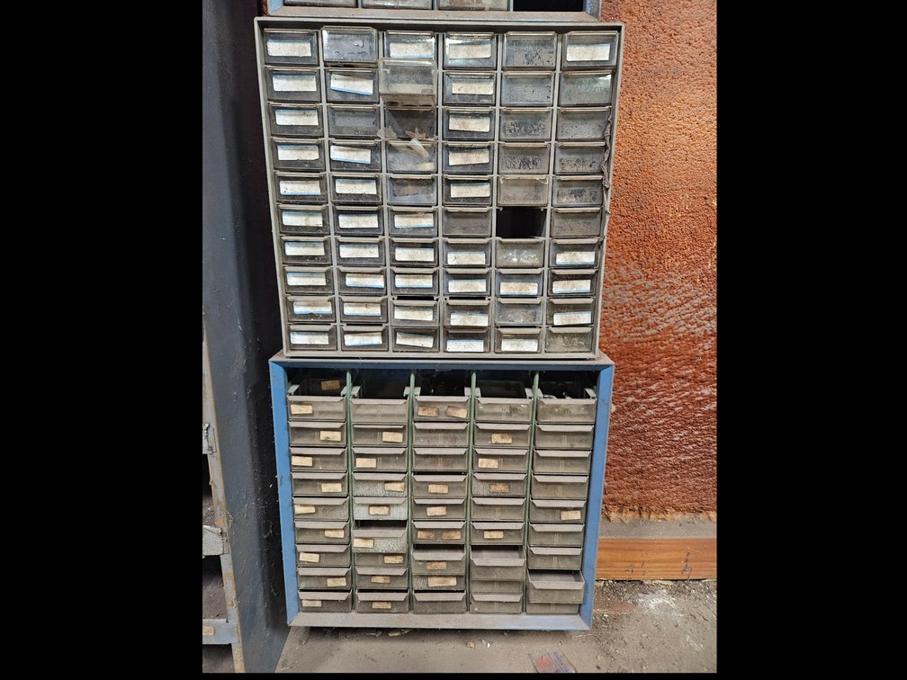 Two parts cabinets including contents 