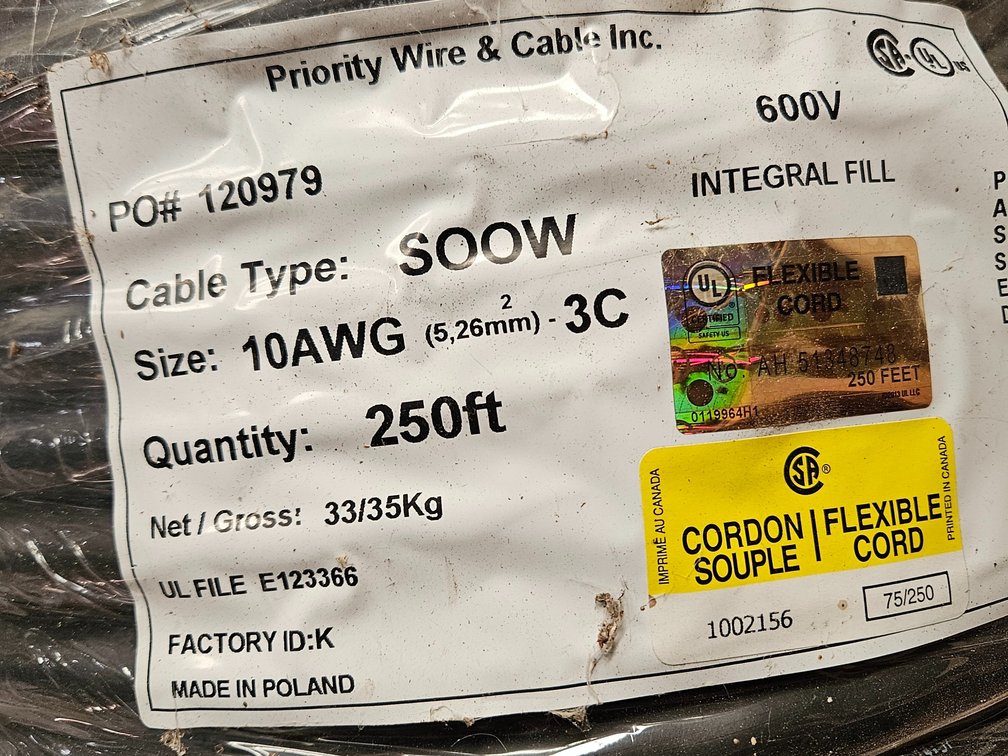 250' spool 10-3 SO cord