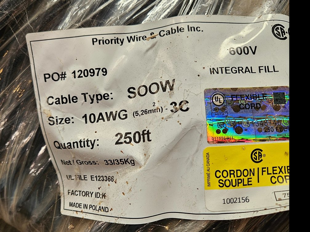 250' spool 10-3 SO cord