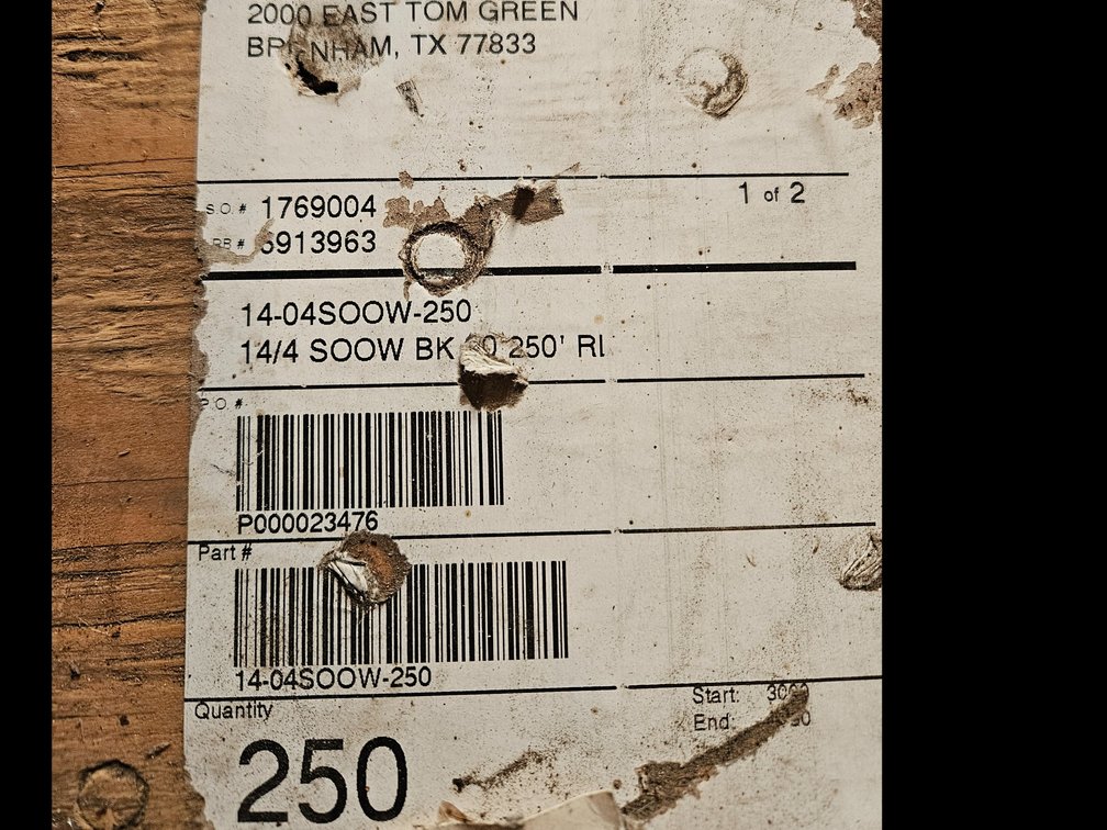 250' spool 14-4 SO cord
