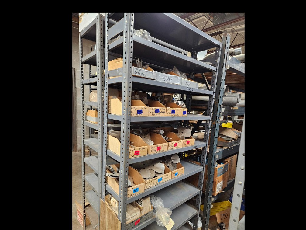 Metal shelf and fans