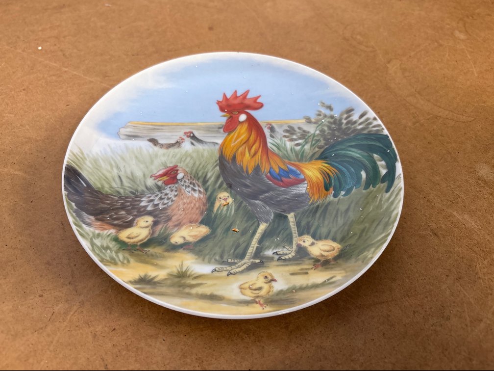 Rooster, Hen & Chicks Decorative Plate