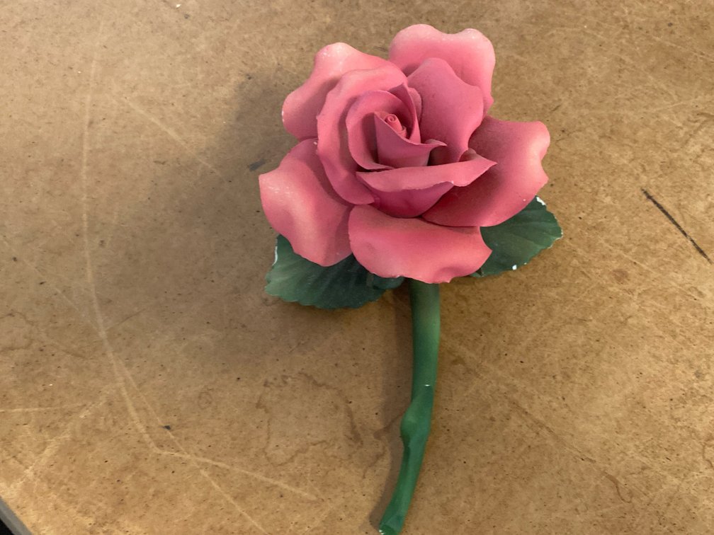 Pink Porcelain Rose Figurine