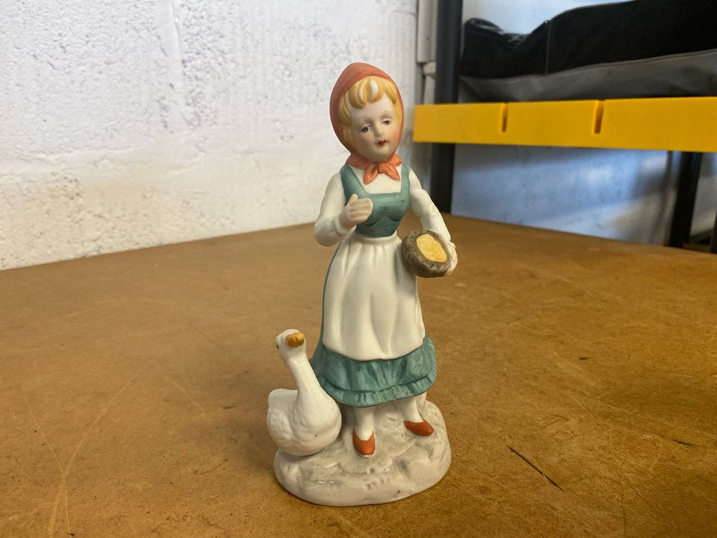 Porcelain Girl w/Goose Figurine