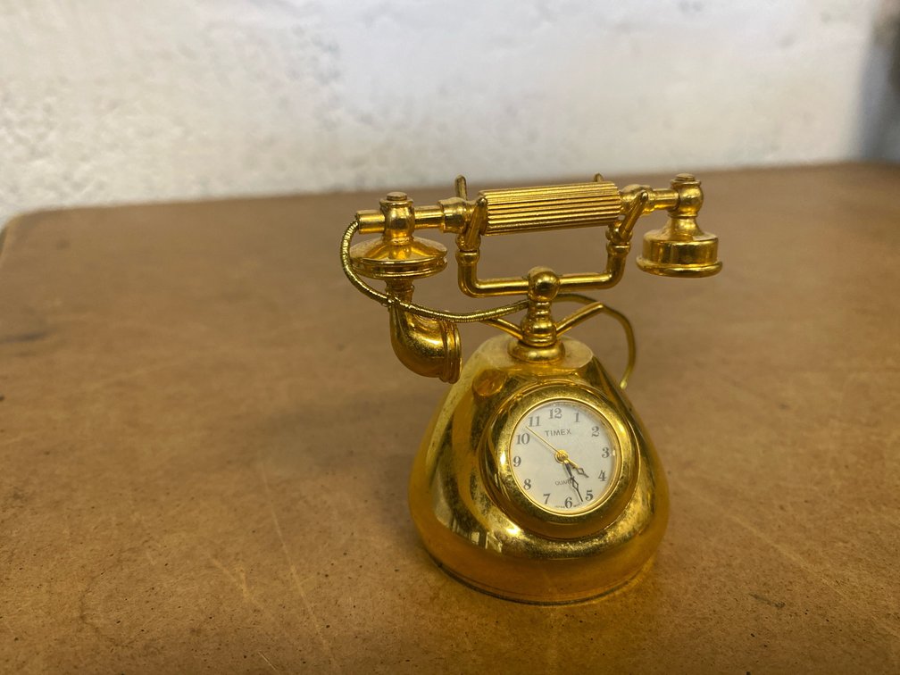 Timex Miniature Gold-Tone Telephone Clock
