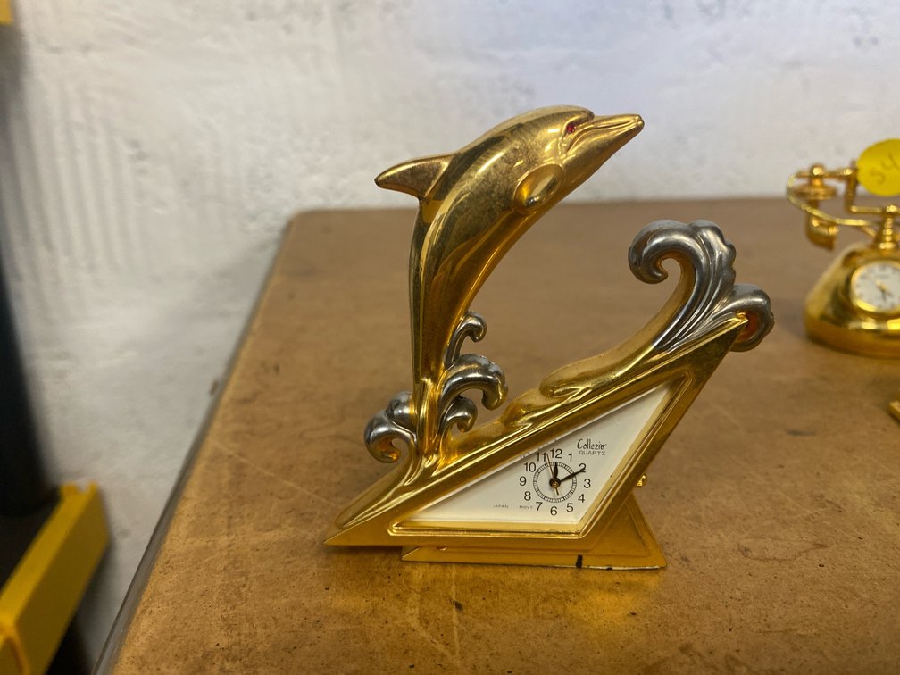 Collezio Miniature Gold-Tone Dolphin Clock