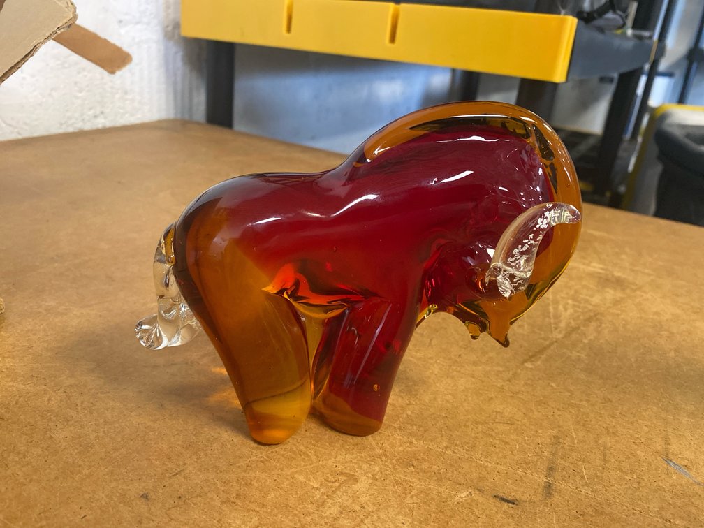 Murano Art Glass Charging Bull Figurine