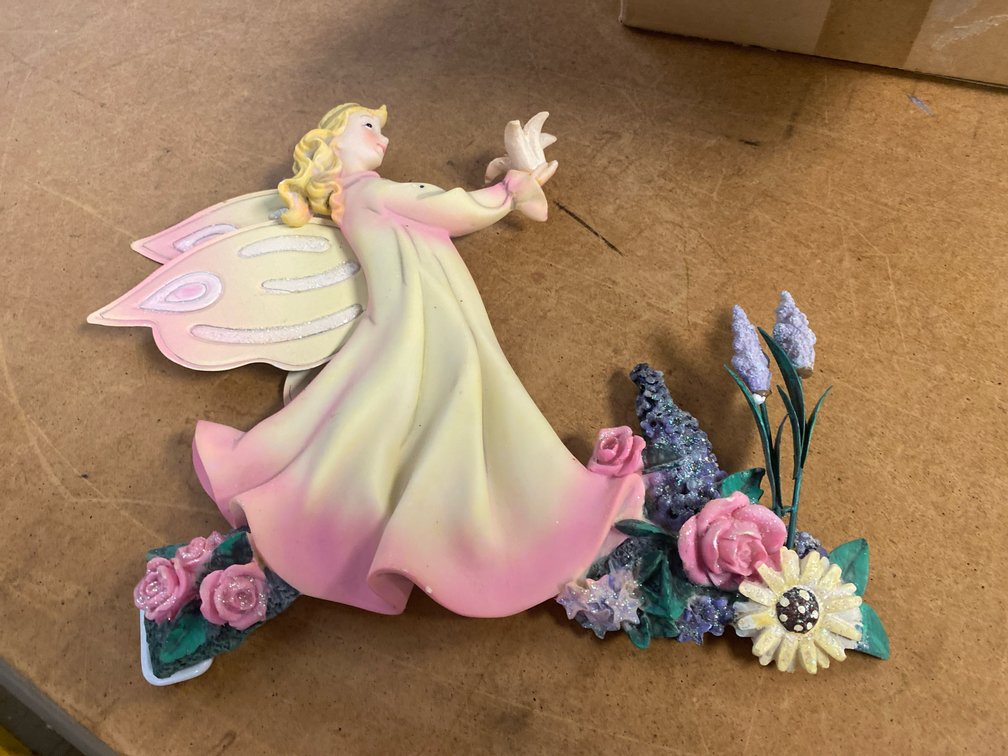 Resin & Metal Flower Fairy w/Dove Wall Decor