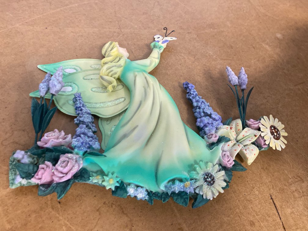 Resin & Metal Flower Fairy w/Butterfly Wall Decor
