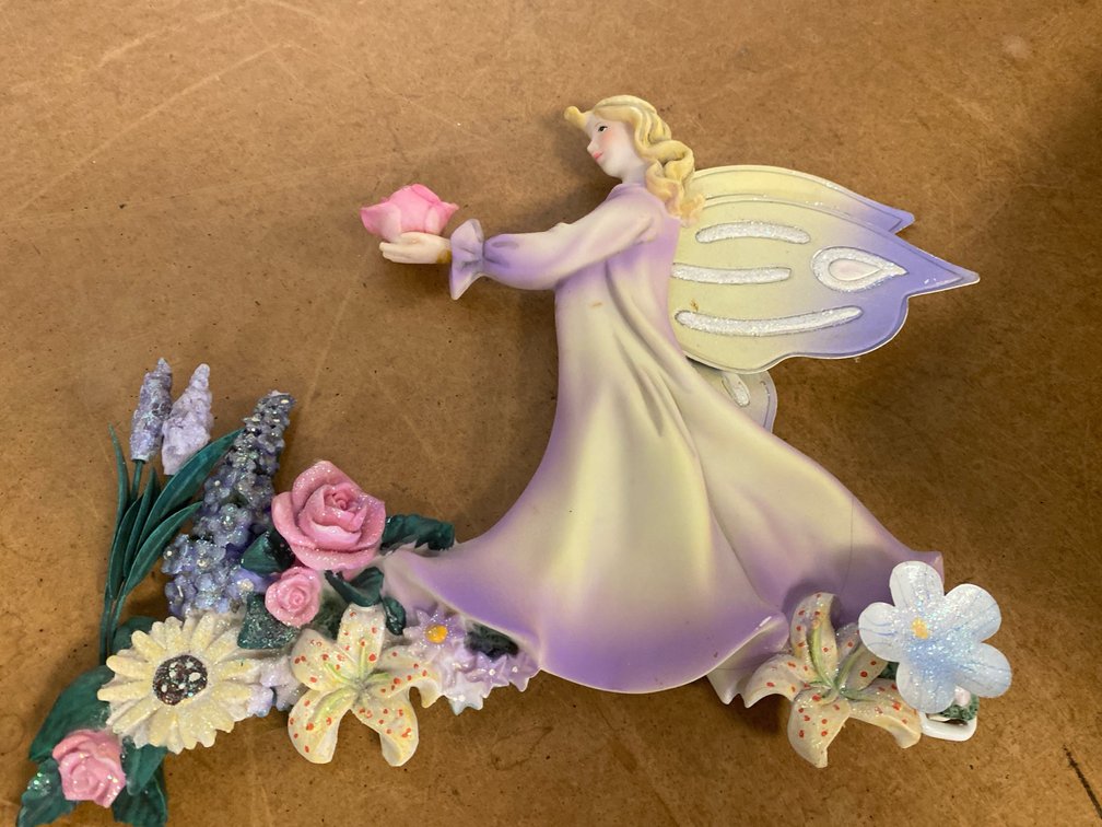 Resin & Metal Flower Fairy w/Rose Wall Decor