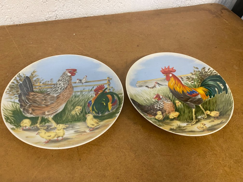 Rooster & Family Decorative Plates