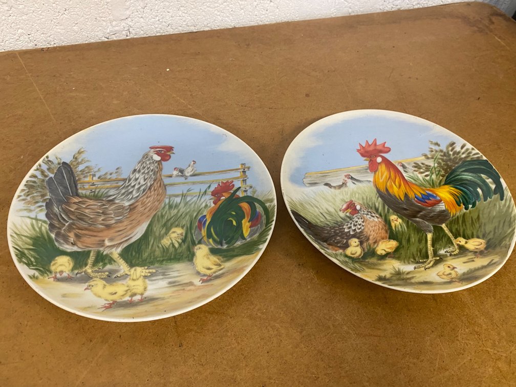 Rooster & Family Decorative Plates