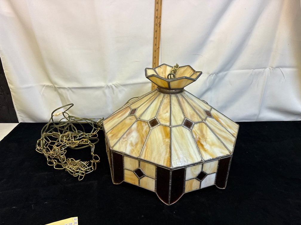 Vintage Stained Glass Hanging Light