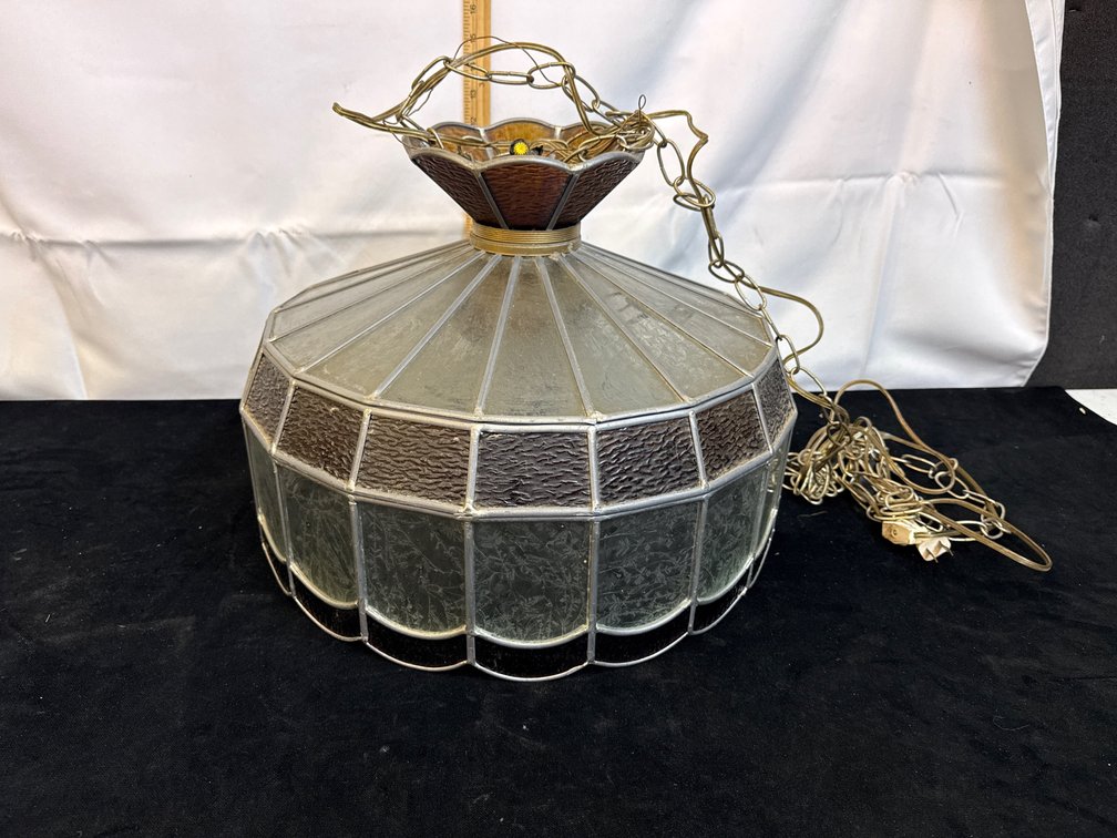 Vintage Stained Glass Hanging Light