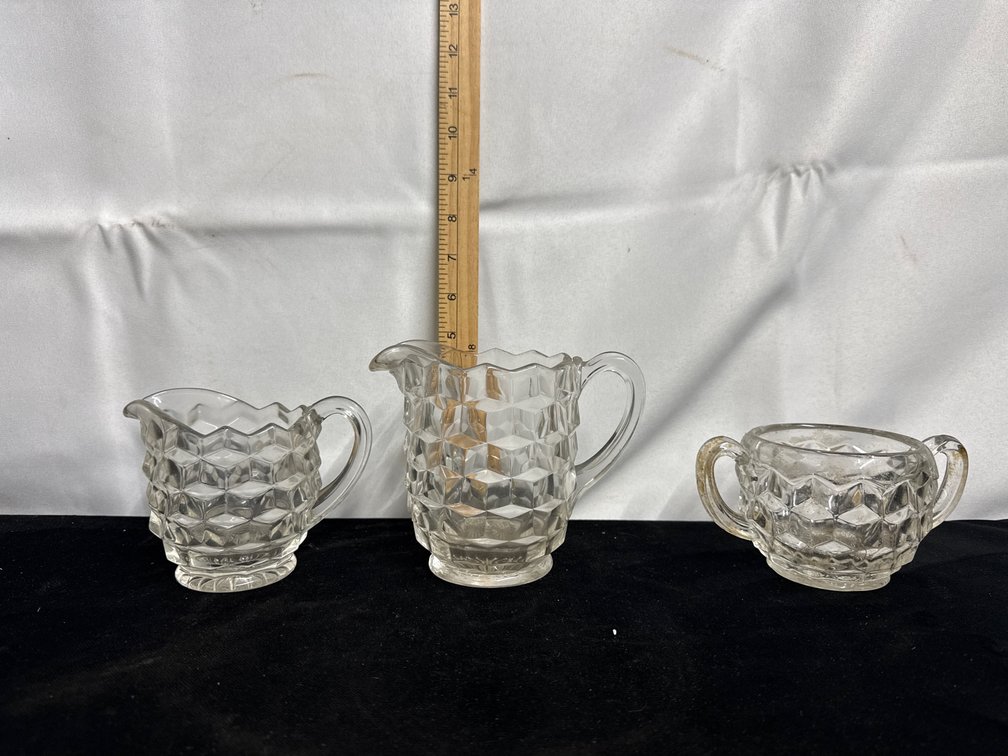 UV Reactive Crystal Creamers & Sugar Bowl