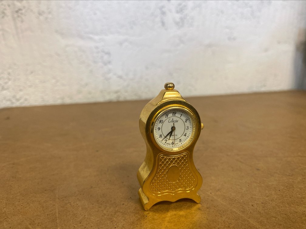 Collezio Miniature Gold-Tone Mantel/Desk Clock