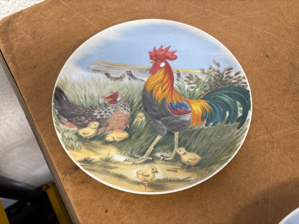 Rooster, Hen & Chicks Decorative Plate