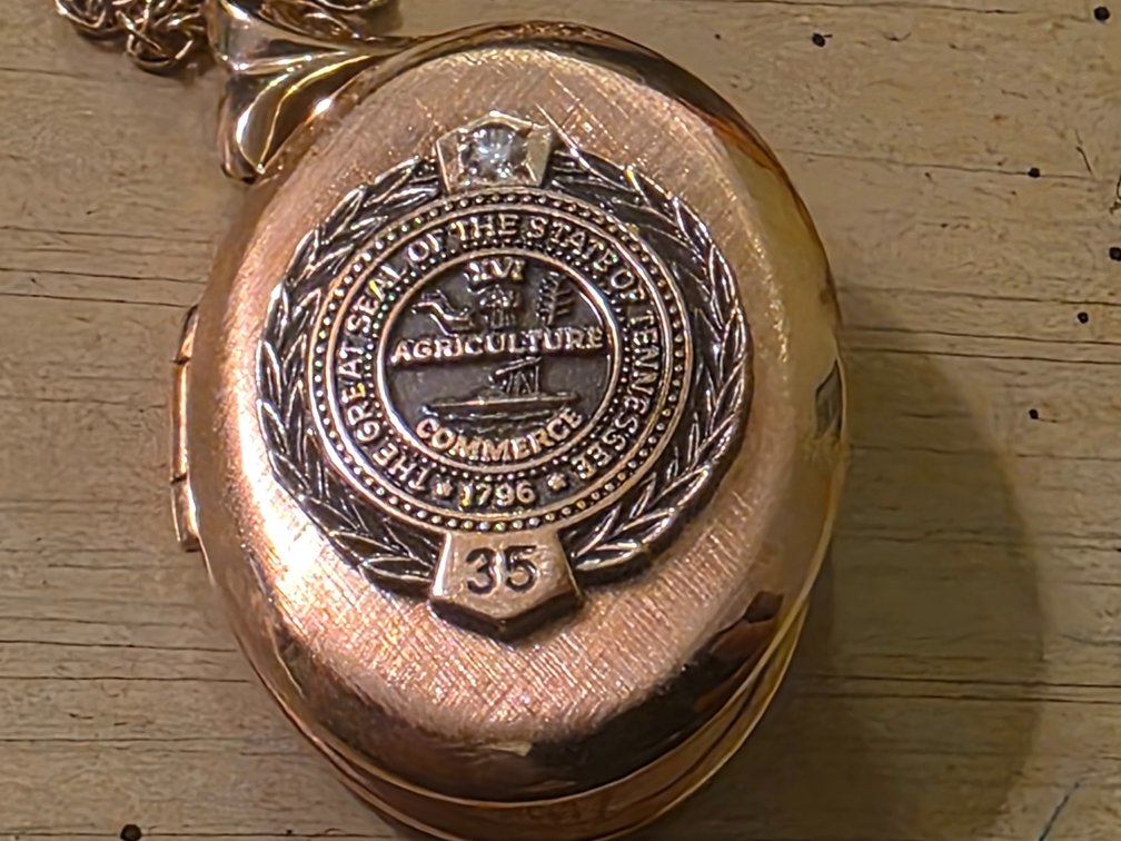 1/20th 12k GF TN State Seal Agriculture Commerce 35 Year Locket