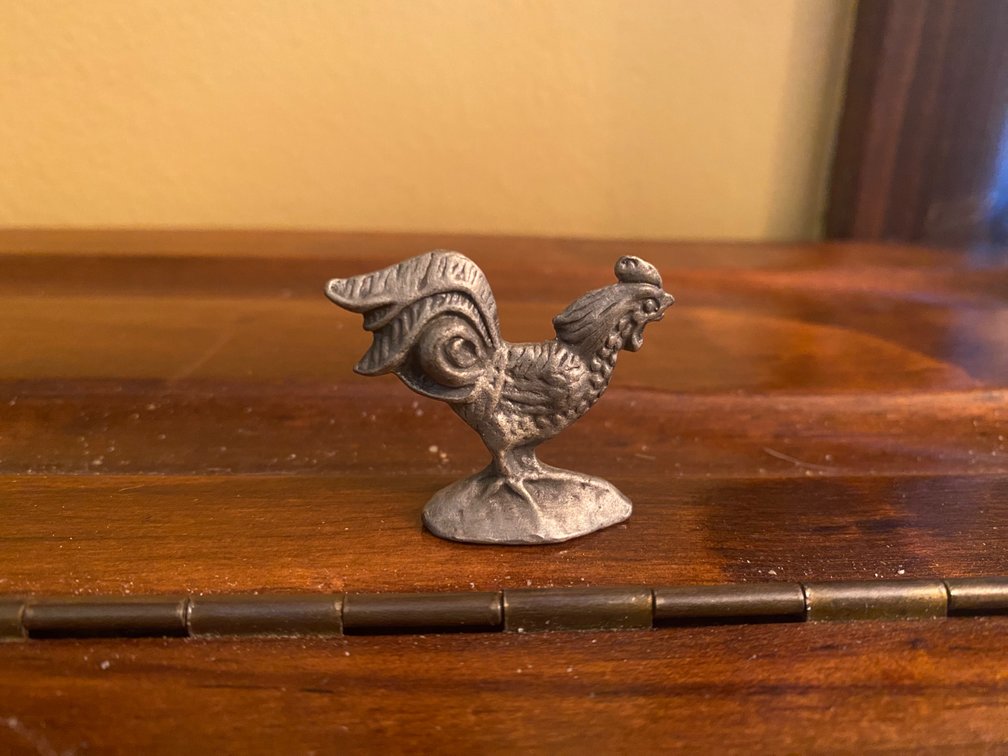 Miniature Pewter Rooster Figurine