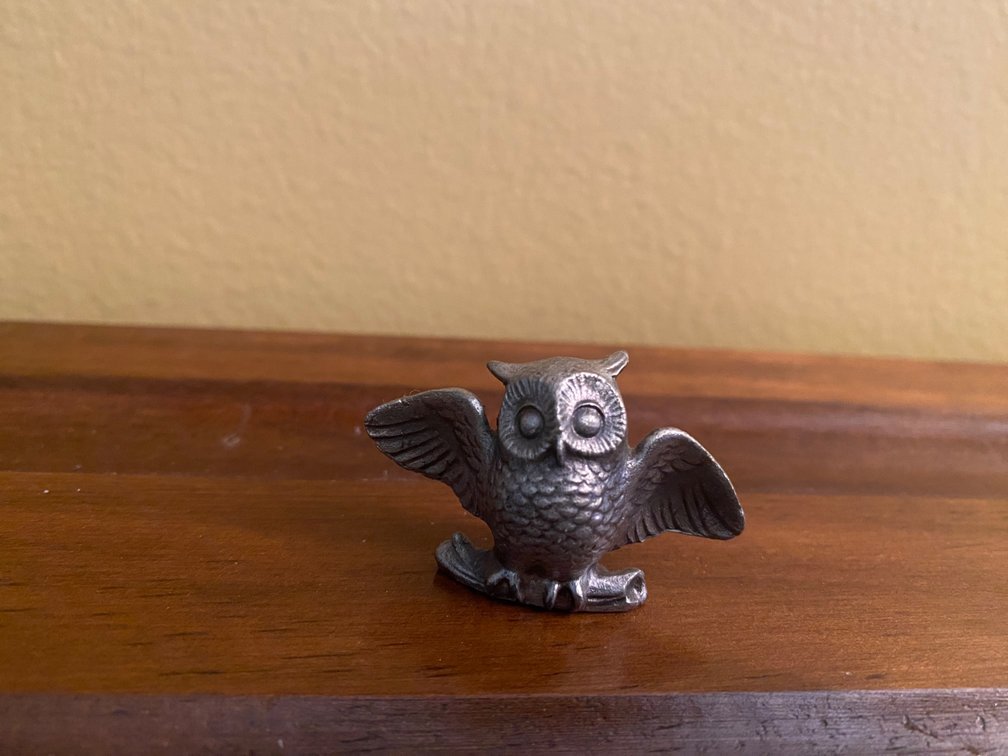 Miniature Pewter Owl w/Wings Spread