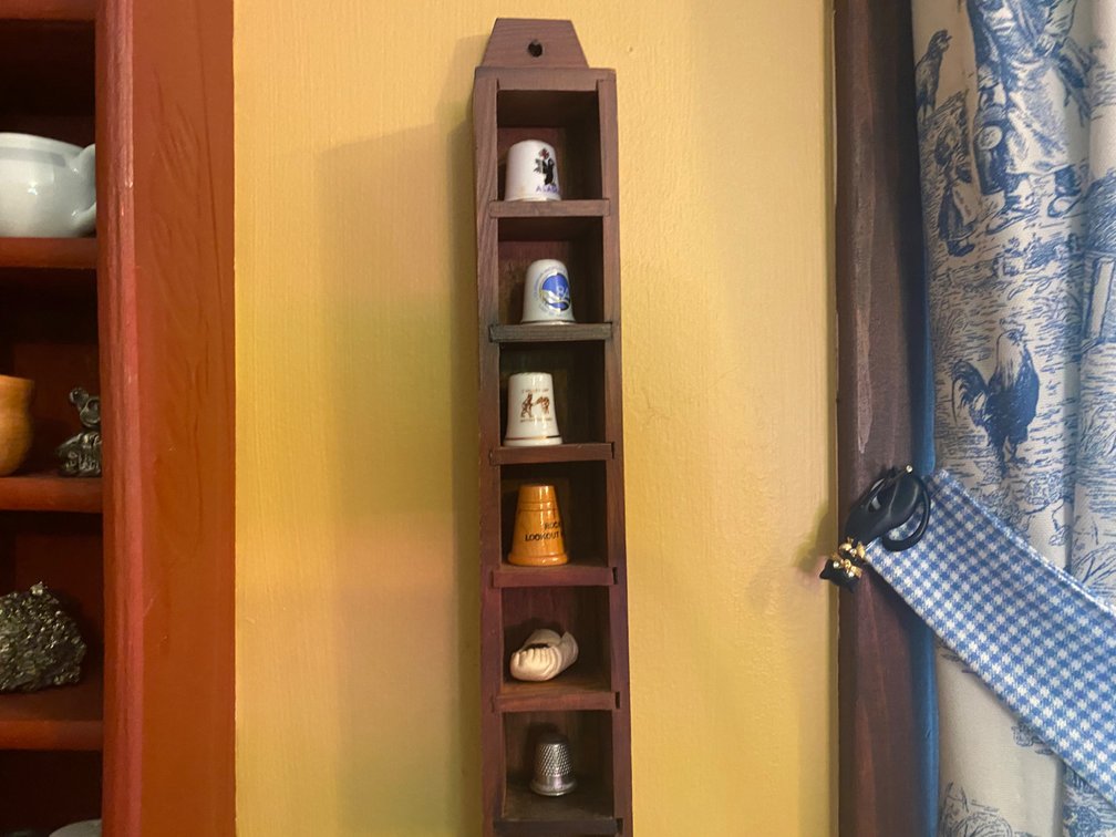 Wooden Wall-Mount Thimble Display Shelf