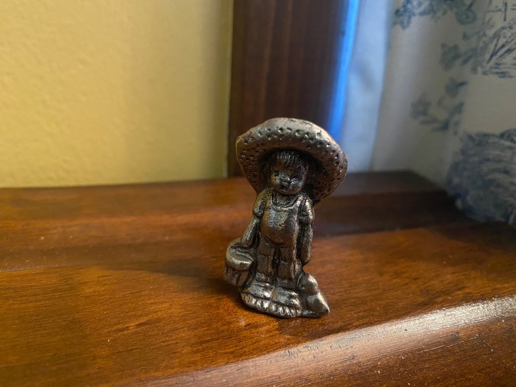 Miniature Pewter Child w/Bucket