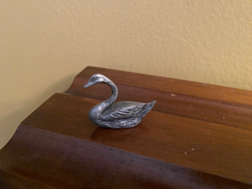 Miniature Pewter Swan Figurine