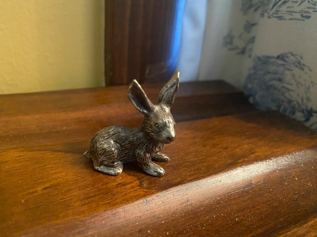 Miniature Pewter Bunny Figurine