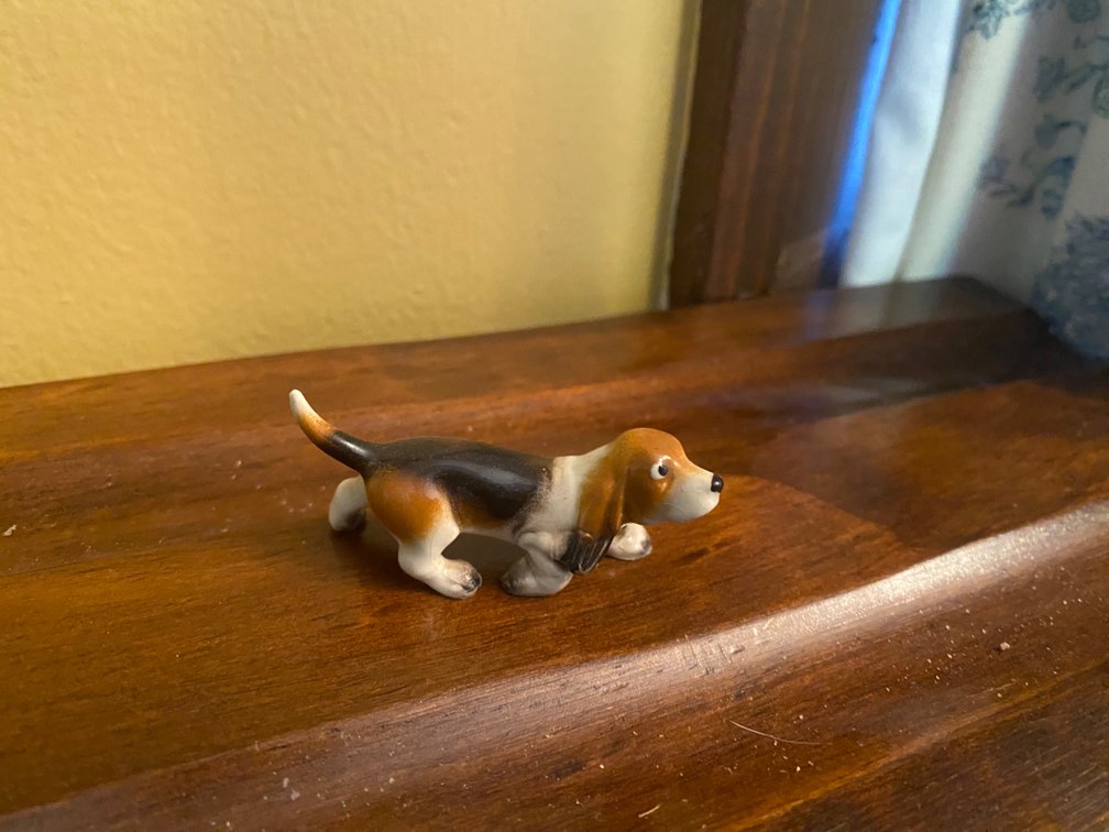 Miniature Ceramic Basset Hound Figurine